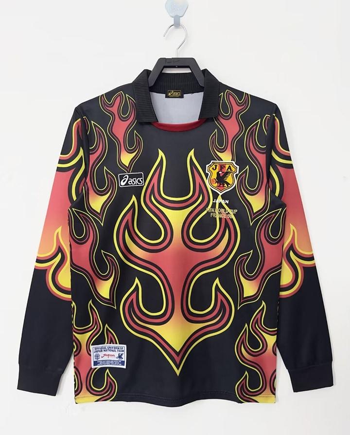 1998 Japan Goleiro Manga Longa Retrô Camisa