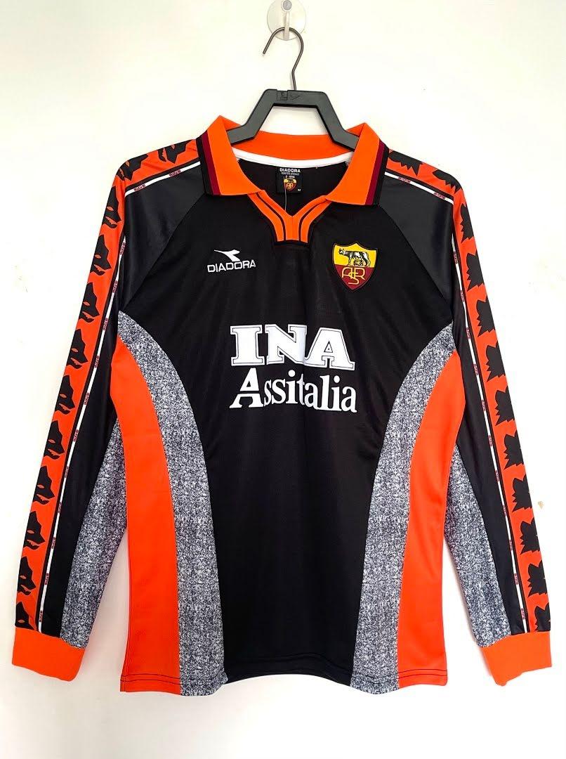 1998/99 Roma Visitante Manga Longa Retrô Camisa