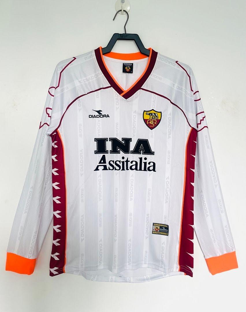 1999/00 Roma Visitante Manga Longa Retrô Camisa
