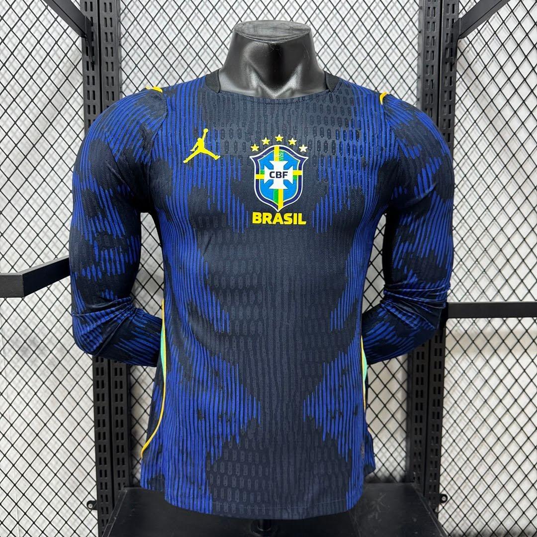 26/27 Brazil Visitante Jogador Manga Longa Camisa