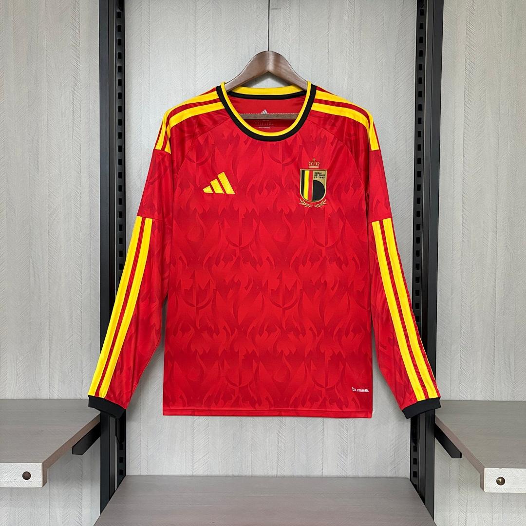 26/27 Belgium Titular Manga Longa Camisa
