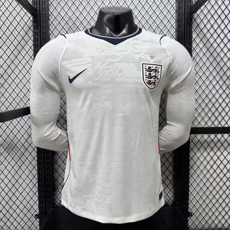 26/27 England Titular Manga Longa Jogador Camisa