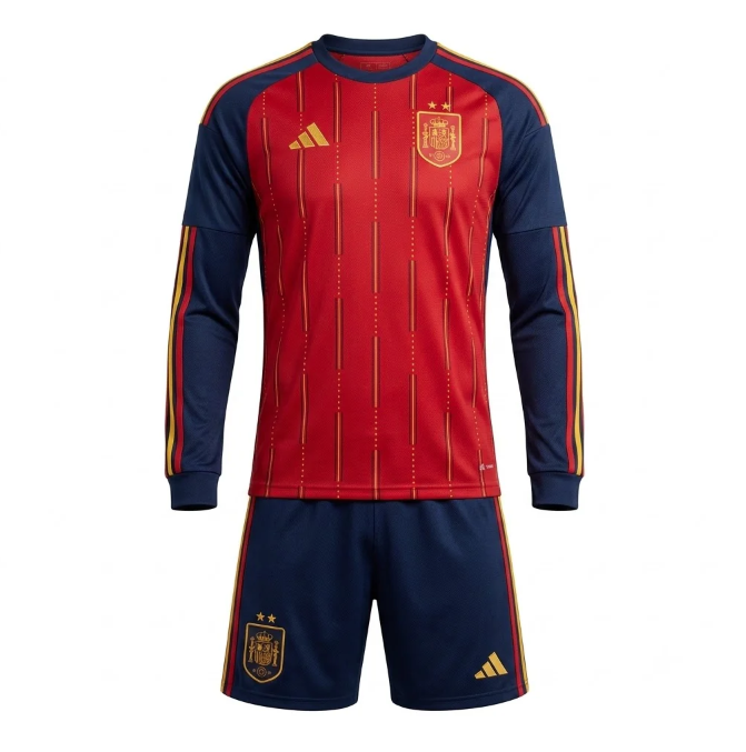 26/27 Spain Titular Manga Longa Infantil (2-Star) 16-28 Camisa