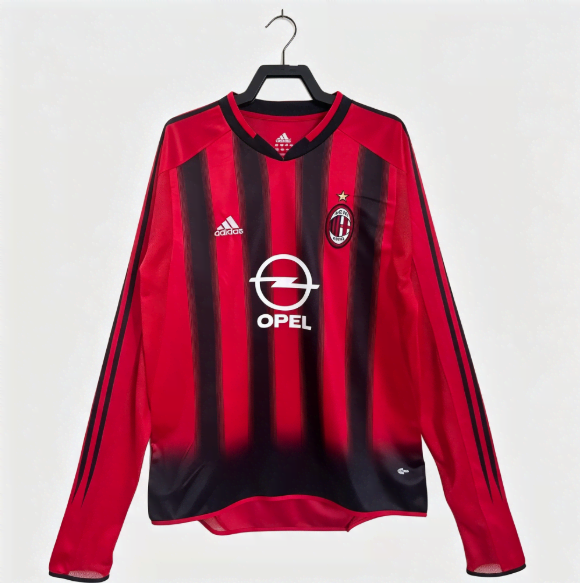 04/05 Milan Titular Manga Longa Retrô Camisa