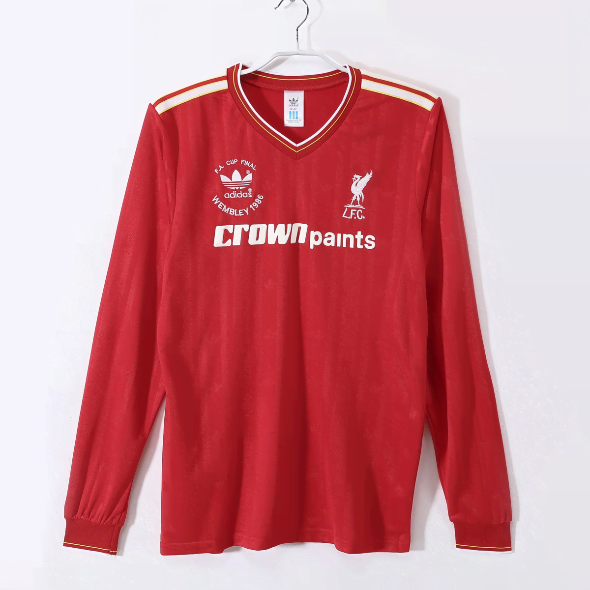 85/86 Liverpool Titular Retrô Manga Longa Camisa