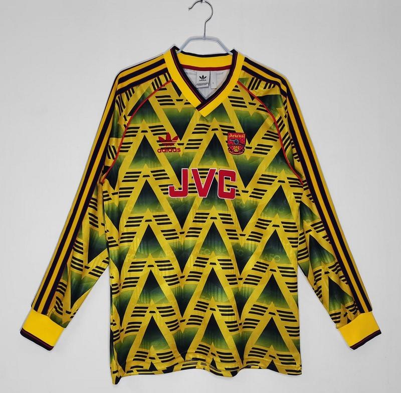 1991/93 Arsenal Visitante Manga Longa Retrô Camisa