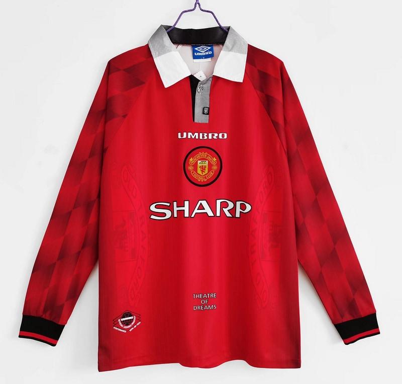 1996/97 Manchester United Titular Manga Longa Retrô Camisa